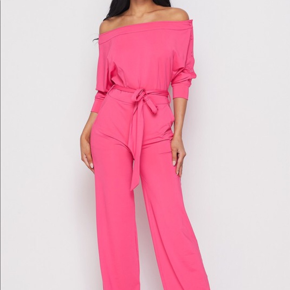 Pink Jumpsuit with belt